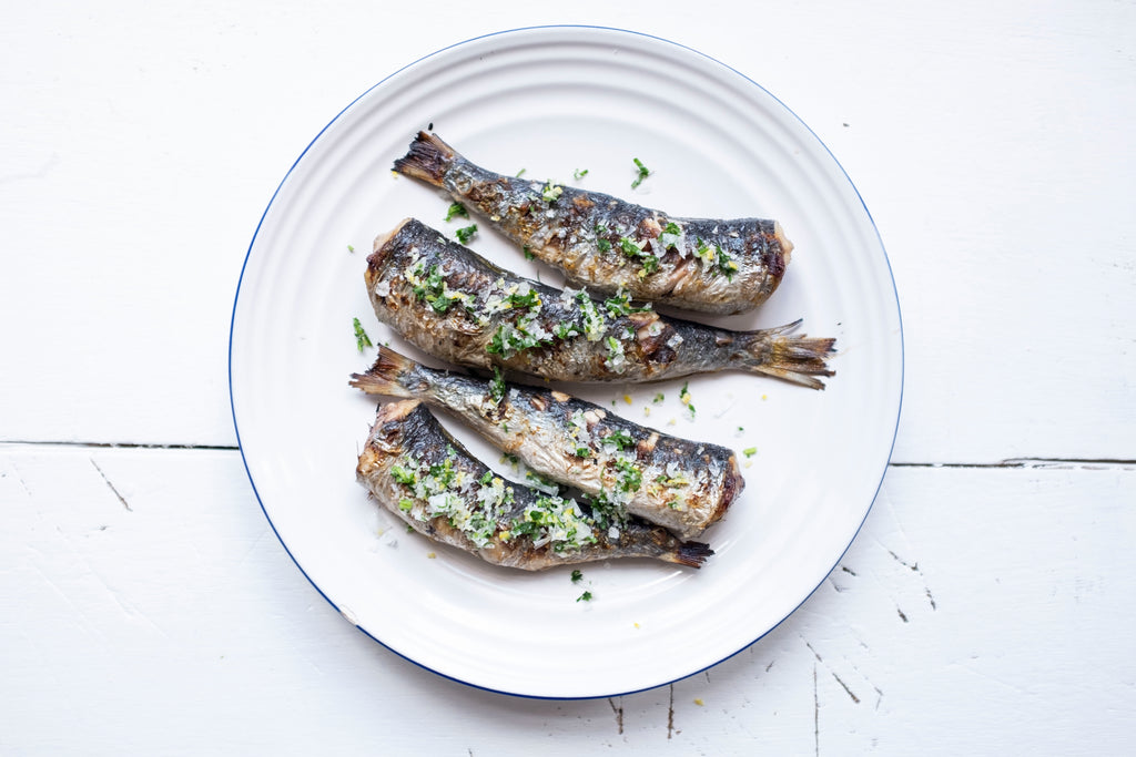 Grilled Sardines with salty gremolata